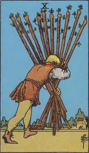 10 de Bastos - Tarot Rider Waite