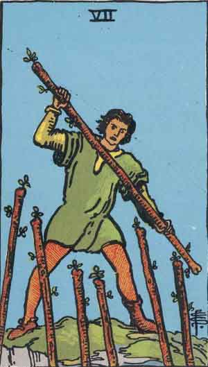 7 de Bastos - Tarot Rider Waite