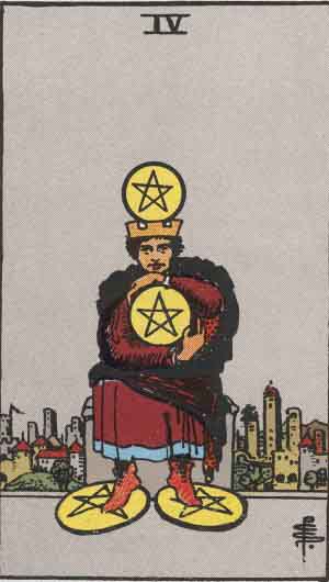 4 de Oros - Tarot Rider Waite